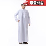 아랍 긴 가운 두바이 의류 중동 남성 이슬람 스탠드 칼라 민족 스타일 : 사이전자