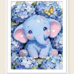 코끼리 프린트 키트 크로스 자수 바느질 홈 데코 수제 실과 바늘 1. 60X75CM 9CT : 바이몰23호점