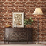 THEPER 레드 브릭 스틱 접착 방수 43 49 벽돌 자체 가구 주방 인조 데코 3D  17 3 x 197 : 오늘도 탐나