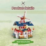 1810PCS 풍차 농장 빌딩 블록 안마당 오두막 모델 벽돌 세트 USB 라이트 포함 어린이 교육용 DIY 장난감 휴일 선물 : 그리다상사