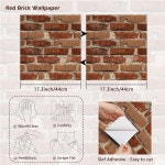 THEPER 레드 브릭 스틱 접착 방수 43 49 벽돌 자체 가구 주방 인조 데코 3D  17 3 x 197 : 오늘도 탐나