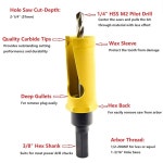 Ma 3/8 HEX Arbor / 맨드렐 홀소 액세서리, 최대 1-3/16 1/2-20UNF 스레드 1/4 x 3-1/16 M2 파일럿 드릴 장착, BA24H1802-M : AMAZING001