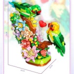 1050PCS + Creative Moc Lovebirds 빌딩 블록 꽃에 앉아있는 남성과 여성 앵무새Brick 모델 완구 : 삼우무역상사.