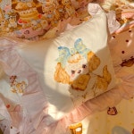 핑크 강아지 인쇄 베개 소녀의 레이스 광장 코튼 분리형 코어 귀여운 홈 인테리어 거실 1. A : 한겨리샵16호점