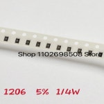 저항기 SMD 100 0R-10M 01r 1R 47r 1K 1206 K 22K 68K 5% 51 1M 220 M 470 22 1/4W 파이 82 : 케이텍상사