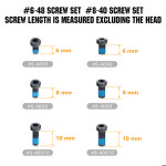 오헌트 나사 세트 30개 마운트 및 플레이트용 6-48 나사 및 8-40 6mm8mm10mm 길이 각 세트 T15 Torx 5개. : 판다라01