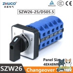 ZHUCO SZW2/LW2-25 5 상 전기 로터리 노브 선택기 캠 체인지 오버 스위치 3 20 단자 0V 25A 48x48mm 패널 : 쿠쿠스토어10