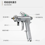 W61 고분무 공압식 스프레이 건 | 자동차  가구용 상도료 상하부 용기 포함 : 충일상사