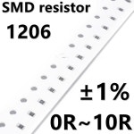 (100pcs) 1206 1% SMD 저항기 0R 1R 1.2R 2R 3R 5R1 5R6 6R2 6R8 7R5 8R2 : 머스트2상사