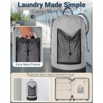 어깨끈이 달린 세탁 가방과 메시 포켓 백팩 대학 세탁소 아파트용 대형 휴대용 바구니 : 대이