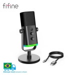 RGB 제어헤드폰 잭음소거, PC 게임 녹음용 마이크가 포함된 FIFINE USBXLR 다이나믹 스트리밍 AmpliGame-AM8 : 네이처블랭크