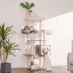 실내 고양이 헤블리 우드 캣 트리 셀프 그루밍 기능이 대형 고양이용 콘도 바구니가 모던 스크래칭 타워 1. Rustic Gray : 제인스15