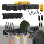 CBWLWJ 64인치 차고 도구 정리함 벽걸이 10 조절 가능한 가 있는 680파운드 용량의 대형 공구 랙 창고 작업장용 저장 시스템(블랙)... 