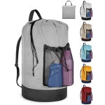 어깨끈이 달린 세탁 가방과 메시 포켓 백팩 대학 세탁소 아파트용 대형 휴대용 바구니 : 대이