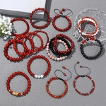 천연 붉은 자동차용nelian 돌 팔찌 마노 원시 페르시 라운드 스트레치 Bangles 보석 남성 여성 선물 : 주-대흥물산