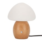 램프, 유리 그늘이 작은 나무 테이블 침실용 3방향 디밍 가능한 스탠드 G9 LED 전구 포함(네이처 우드 앤 오팔 화이트 글래스 그늘 : 오르벨마켓