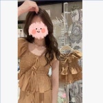 부모 자녀 의류 신상 여름 엄마와 딸 세트 커피 퍼프 반팔 셔링 탑과 반바지 또는 와이드 레그 팬츠 H6866 : 무드라인업