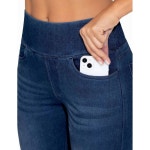 THE GYM PEOPLE 여성용 하이 웨이스트 스트레치 카프리 제깅스 팬츠 복부 컨트롤 풀온 스키니 진 레깅스 포켓 MUT6Y 데님 블루 S... 