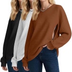 Oakgarden 팩 여성용 오버사이즈 수유 상의 와플 니트 지퍼 스웨트셔츠 긴소매 임산부 셔츠 다크 브라운 화이트 블랙 MD2HQ : 메인트러스트