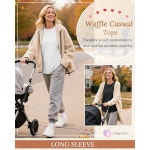 Oakgarden 팩 여성용 오버사이즈 수유 상의 와플 니트 지퍼 스웨트셔츠 긴소매 임산부 셔츠 다크 브라운 화이트 블랙 MD2HQ : 메인트러스트