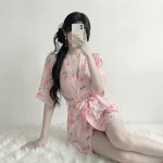 핑크 플라워 가운 : 하라하라샵