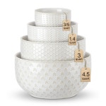 4개 요리 베이킹 샐러드 등을 위한 둥지 서빙 선물 주방 석기 오븐 전자레인지 식기세척기 안전 20 44 98 145 OZ 아이보리 화이트 : NovaGamma