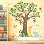 DECOWALL SG4-2504 대형 트리 정글 애니멀 월 데칼 침실 보육원 사파리 동물 : 대구1