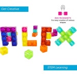 브레인스파크 48PCS 반투명 멀티 컬러 디지트블록 마그네틱 빌딩 블록, 몬테소리 클리어 자석 큐브 남아용 스태킹 블록 세트 3... 