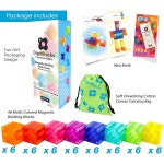 브레인스파크 48PCS 반투명 멀티 컬러 3~9세 블록, 블록 마그네틱 클리어 디지트블록 빌딩 큐브 스태킹 세트 Multi-color Solid... 