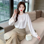 라운드 핀턱 셔링 아이보리 오피스룩 블라우스 : 리멤버미 감동선물