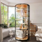 고양이 빌라 디럭스 360 파노라마 케이지 하우스 단단한 나무 강철 유리 스마트 화장실 : 동원스퀘어