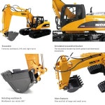 rcxperts RC 건설 차량, HUI-NA 15CH 그릴 스케일 굴착기 2.4GHz 그래버 1535-1 1/14 모델, 2 Excavator + drill + gra : 토닥토닥키즈
