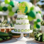 골드 글리터 원 빅 딜 케이크 토퍼, 일종의 빅 딜 장식, 과일 피클 오이 테마 베이비 샤워 파티 장식 용품 : 룰라영