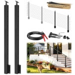 28-38도 계단용 Gykzz 4-12피트 무선 사이드 마운트 계단 케이블 난간 기둥, 좌측 시스템 3 141피트 케이블, 22개 특허 터미널... 