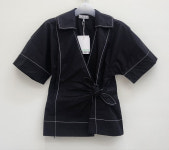 [당일매장] 가니 반팔 셔츠 블라우스 콘트라스트 파이핑 F9338 099 : 명품편집샵 사이드스톡