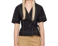 [당일매장] 가니 반팔 셔츠 블라우스 콘트라스트 파이핑 F9338 099 : 명품편집샵 사이드스톡