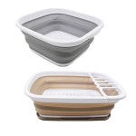 SAMMART 5 5L(1 4갤런) 접이식 플라스틱 욕조 및 8L(2 11갤런) 접시 배수기(그레이 라떼(2개 세트)) Grey Latte (Set of 2) : 지니몰... 