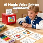 점프 히어로 스마트 AI 음성 머신 프린터 메이커 인쇄 기능이 미니 사진 스티커 어린이용 Red : 식스모어