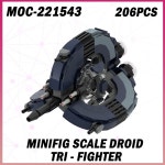 [키덜트수집] 206PCS MOC-221543 우주 전쟁 Minifig 규모 Droid Tri - 전투기 빌딩 블록 모델 벽돌 세트 크리 에이 티브 생일 XMAS 소년... 