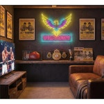 빅토리 이글 네온사인 - 복싱 체육관 벽 장식, 홈 운동실용 LED 조명... 스튜디오용 USB 파워 이글 벽 아트, 아크릴 보드(16.5 x12.9 : 에스델라