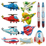 전투 항공기 호일 풍선 헬리콥터 비행기 로켓 풍선 베이비 샤워 키즈 소년 장난감 생일 파티 파일럿 테마 장식 : 제스119