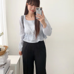 플로렌 스퀘어넥 프릴 셔링 캉캉 블라우스 A1130 : 어썸하비