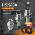 슬라이딩 너트가 장착된 HSK63A ER 공구 홀더, HSK63A-ER20-100 콜렛 척 블록 홀더 G2.5 / 25000 스핀들 공작 기계에 적용 HSK63A-ER16... 