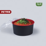 종이용기 일회용 배달 포장 라면 우동 덮밥 WR 1532 적흑 1000mL PET / 몸통뚜껑합세트 600개 : 다온킹