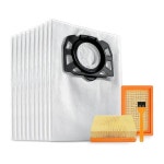 호환 ABFU20 487 진공 청소기 가방 카처 WD4 WD5 WD6 MV4 2.863006.0  KFI 4410 필터 4개 포함 : 옐로우 프로그