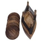 퍼플딥 나무 보트 오션 6개 조난 (12606) 스탠드에 세일 터 마감 된 모양 원형 홀더 1 Vintage cat : 다율팜