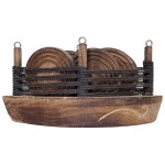 퍼플딥 나무 보트 오션 6개 조난 (12606) 스탠드에 세일 터 마감 된 모양 원형 홀더 1 Vintage cat : 다율팜