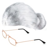 예원 할머니 의상 세트 - 가발 할머니, 안경, 캡, 진주 목걸이, 유리 체인, 풍선 지팡이, 핸드백(흰색) White : 드림토탈솔루션