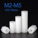 50개 M3 나일론 마더보드 기둥 볼트 육각 스탠드오프 너트 PCB 스페이서 지지대 플라스틱 고정 M4x5mm (20pcs) : 홈펀드
