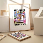 현대적인 만화풍 집은 사람들을 행복하게 만든다 벽 예술 프린트 캔버스 그림 포스터 거실 침실 홈 데코 1. G3364 : 마리아글로벌9호점